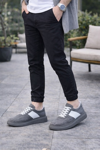 Aymood Jy011 Line Erkek Günlük Bağcıklı Süet Spor Sneaker Ayakkabı Sgt - Gri/beyaz