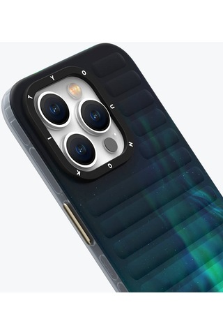 Apple Uyumlu iPhone 15 Kılıf Kuzey Işıkları Desenli Youngkit Aurora Serisi Yeşil