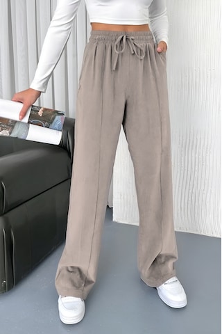 Feela Moda 2007 Bağcıklı Beli Lastikli Modal Çımalı Palazzo Kadın Pantolon Bej