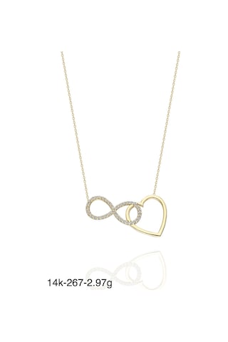 Kalp Sonsuzluk Harika Tasarım Çok Şık 14 Ayar Altın Kolye