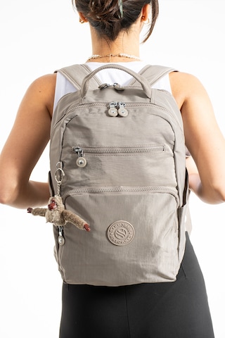 Sanmorris 3011 Unisex Suya Dayanıklı Krinkıl Kumaş Çok Gözlü Orta Boy Laptop Okul Ve Sırt Çantası Kum Beji