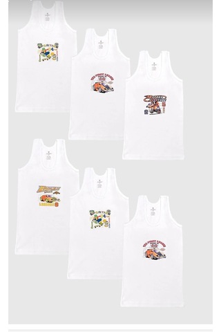 Ceylanoğlu 6'lı Ribana Baskılı Erkek Çocuk Atlet-318 Beyaz