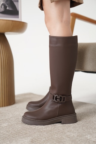 D942 Soğuk Geçirmez Kışlık Kadın Çizme Kahverengi