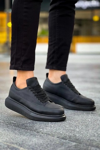 Mevese Lexa Cilt Deri Erkek Günlük Sneaker Ayakkabı - Siyah Siyah