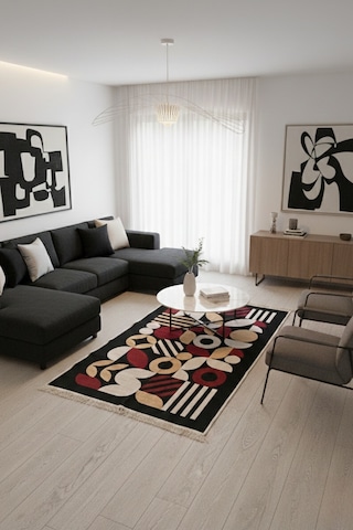 Modern Bohem Desenli Makinede Yıkanabilir Çift Taraflı Günlük Kullanıma Uygun Kilim Renkli