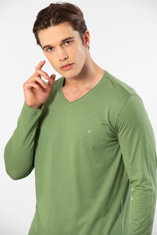 Cacharel Erkek Uzun Kollu Modal Pijama Takım 2237/yeşil Yeşil