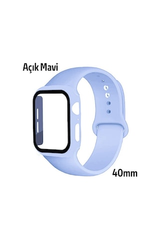 Ally Apple Watch Uyumlu 4-5-6 40mm Silikon Kordon Kayış Ve Ekran Koruyucu Kılıf- 5775