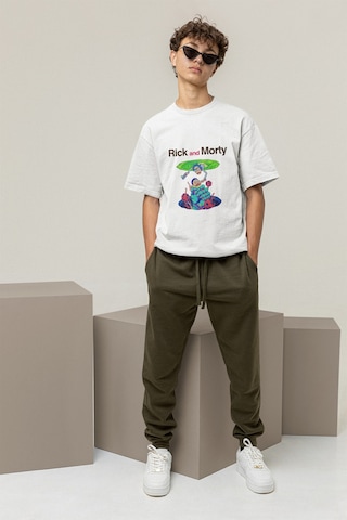Noıssey Rick And Morty Tasarımlı Unisex Oversize Beyaz T-shirt