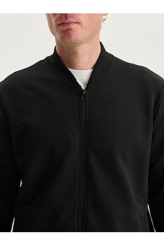 Lcwaıkıkı Basic Siyah Kolej Yaka Uzun Kollu Erkek Fermuarlı Sweatshirt
