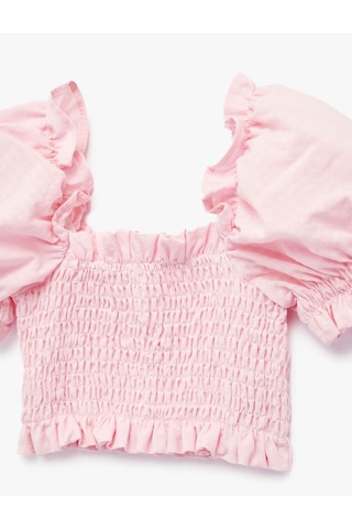 Koton Gipeli Balon Kollu Crop Pembe Kız Bebek Bluz 6smg60041aw Pembe