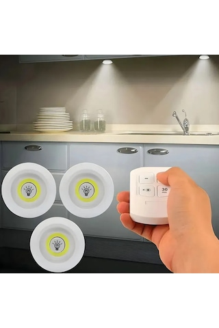 Cob Led Aydınlatma Pilli Kumandalı 3 Adet Volemi V-3+1 Beyaz
