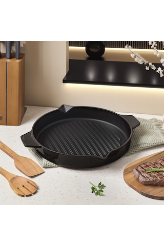 Aryıldız Duo Cast Bombe Grill Tava Kahverengi 30 Cm Renkli