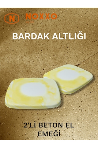 2 Li Beton Bardak Altlığı Betonun Şıklığı El Emeğinin Değeri Sarı Sarı