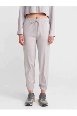 Dilvin 71594 Manşetli Jogger Süet Pantolon Gri