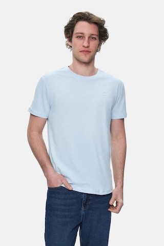 Ucla Harper Gök Mavi Bisiklet Yaka Nakışlı Standard Fit Erkek Tshirt Gök Mavi