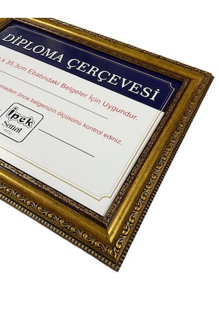 Diploma Çerçevesi Gold Renk - Hakiki Camlı Ürün - 25x35,2 Boyut