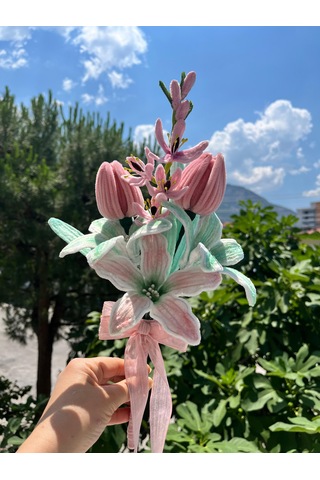 El Yapımı Şönil Gelin Buketi Solmayan Düğün Buketi Beyaz-pembe Bridal Bouquet Nişan, Nikah Ve Düğün Çiçeği Beyaz Pembe