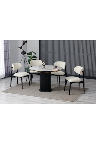 Endam Yuvarlak Açılır Masa Takımı Bej