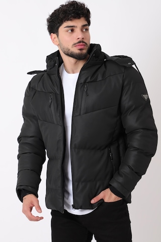 Çift Göğüs Fermuarlı Karbon Deri Şişme Mont Pldp 2986 50406 001