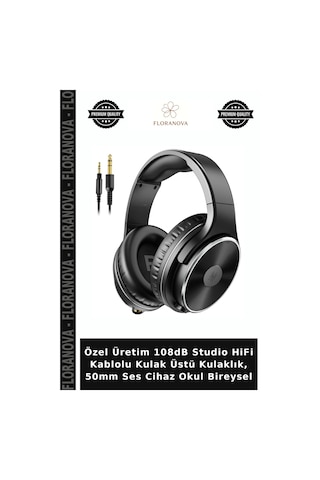 Özel Üretim 108db Studio Hifi Kablolu Kulak Üstü Kulaklık, 50mm Ses Cihaz Okul Bireysel