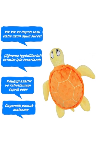 Sesli Hışırtılı Peluş Kaplumbağa Köpek Oyuncağı 25 Cm