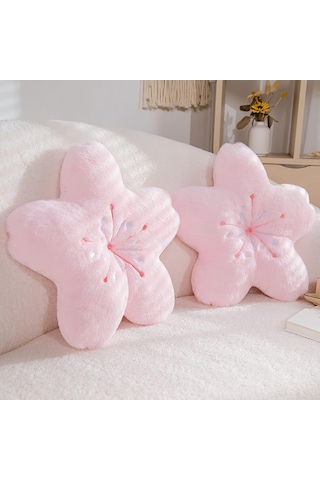 Geeksen Pembe Pamuklu Kiraz Desenli Dekoratif Yastık - 45cm X 45cm, 350g Pembe