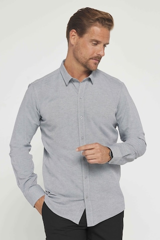 Tudors Modern Slim Fit Pamuklu Kolay Ütü Armürlü Erkek Gömlek-31489 Gri