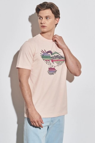 Wrangler Erkek Pembe Bisiklet Yaka Tişört W231243590 Pembe