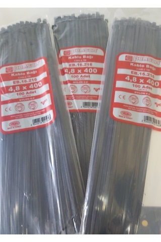 Pemsan 4.8 x 400 Plastik Cırt Kelepçe Kablo Bağı Siyah 100'lü Paket