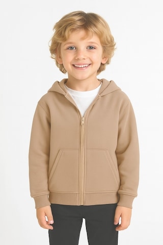Ahengim Kız - Erkek Çocuk Basic Fermuarlı Kalın 3 İplik Kışlık Okul Sweat Ak1815 Bej