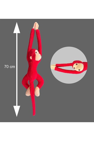 Sevimli Peluş Maymun Oyuncak , Elleri Yapışabilen 70 Cm Açık Kırmızı