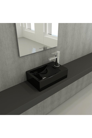 Bocchi Milano Dar Sağ Lavabo Parlak Siyah 1419-005-0126