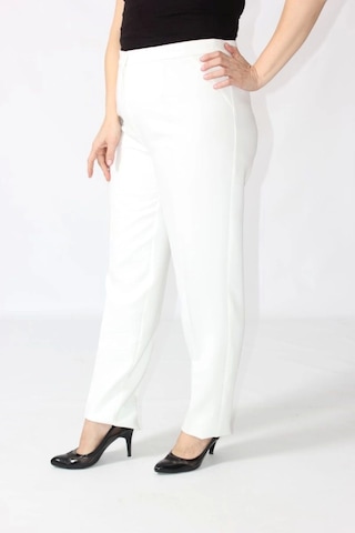 Moda Berray 2555 Gizli Cep Modeline Sahip Büyük Beden Pantolon Beyaz Beyaz