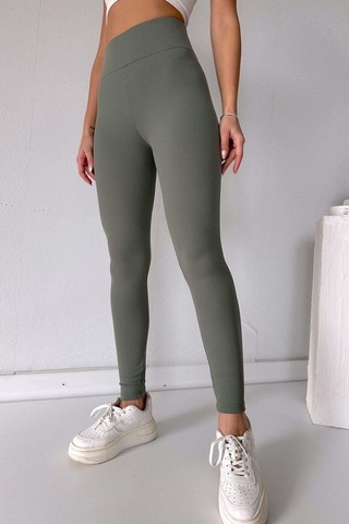 Mine Tan Butik Fitilli İçi Şardonlu Toparlayıcı Kadın Tayt - Yeşil Mor