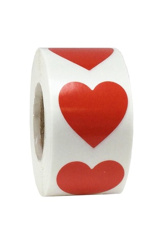 Rulo Kalp Çıkartması, Sevgililer Günü Etiketleri, Aşk Her Rulodan 500 Adet, Kırmızı Çok Renkli