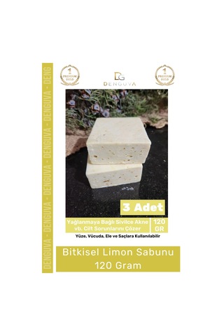 Lüks %100 Doğal Güzel Kokulu El Yüz Saç Vücut Cilt Orijinal Bitkisel Limon Sabunu 120g - 3 Adet Karışık