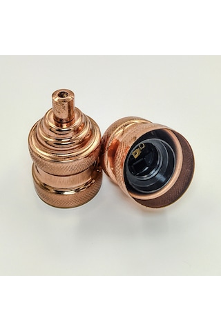 Metal Desenli Lale E27 Duy Bakır Renk Ve Demir Kablo Kilidi