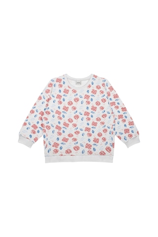 Antebies Organik Beyaz Kız Çocuk Sweatshirt Tayt Takımı Çok Renkli
