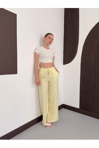 Verymoda Keten Pantolon D2381 Sarı