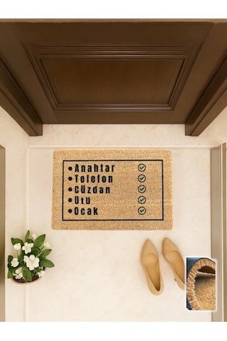 Reise-checkliste 40x60 Cm, Yazılı Tasarım Kapı Önü Koko Paspası Eğlenceli Desen, Kaymaz Taban Açık Kahverengi Reise-checkliste 40x60 Cm, Yazılı Tasarım Kapı Önü Koko Paspası Eğlenceli Desen, Kaymaz Taban Açık Kahverengi