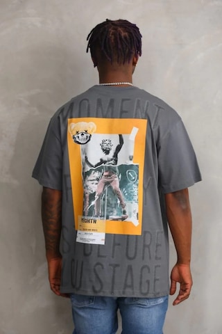 Erkek Baskılı T-shirt Kısa Kol Bisiklet Yaka Rahat Kalıp Tişört - Füme Füme