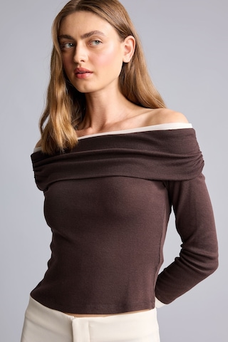 Defacto Slim Fit Omzu Açık Katlamalı Ribana Uzun Kollu Basic Tişört I2213ax26aubn340 Kahve-bn340
