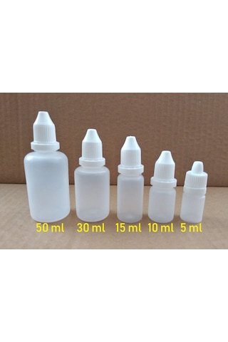 5-10-15-30-50 ML Likit-Kolonya-Dezenfektan-Mürekkep-Aseton Şişesi Şişe 1-250 Adet