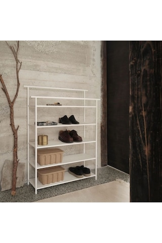 Dora Çok Amaçlı Metal Saclı Ayakkabı Rafı Beyaz