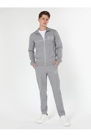 Colin's Slim Fit Fermuarlı Baskılı Gri Erkek Ceket CL1059647_Q1.V2_MGA Gri Melanj