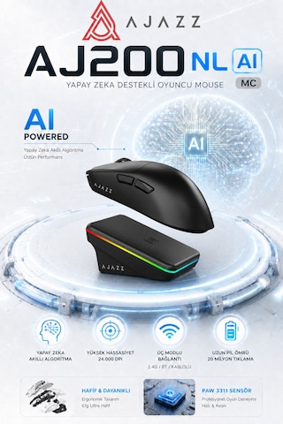 Aj200p Nl Aı Yapay Zeka Sesli Komut Destekli Near-link Kablosuz Şarj Standlı Oyuncu Mouse Diğer