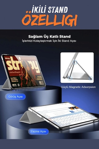 Apple Uyumlu iPad Air 13 İnç M2 Çipli 2024 Akıllı Smart Cover Tablet Kılıfı A2898/a2899/a2900 Tablet Kılıfı