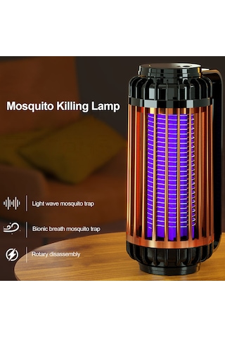 Ximistore9 Pil Desteğili Evcil Kovucu - 365nm Mor Işık Ve Solunum Benzetimi İle Çok Yönlü Tutma, Güçlü Elektrik Şoku İle Komar Öldürücü Gri