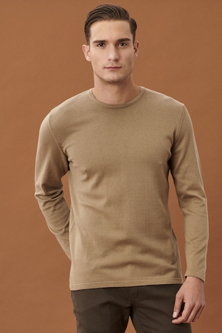 AC&Co / Altınyıldız Classics Erkek Vizon Standart Fit Normal Kesim Bisiklet Yaka Desensiz Basic Triko 4A4921100076VIZ4XL Vizon