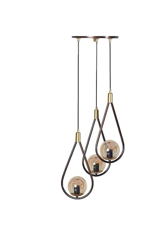 Luzarana Siena 3 Lü Sarı-Eskitme Metal Gövde Bal Rengi Camlı Tasarım L... Çok Renkli